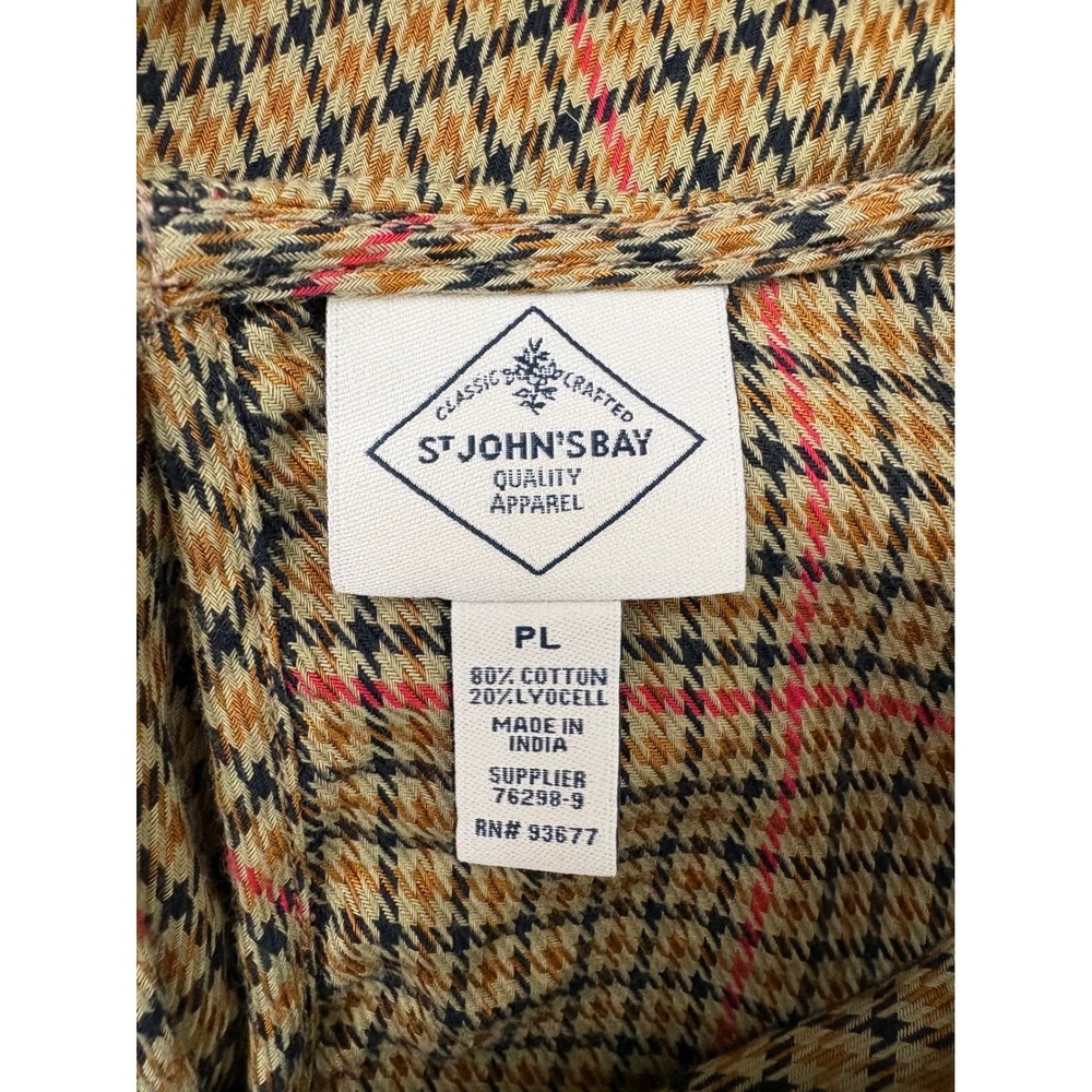 St Johns Bay Women's PL Plaid Blouse Scallop Hem Long Sleeve Fall Petite Large - Picture 4 of 6